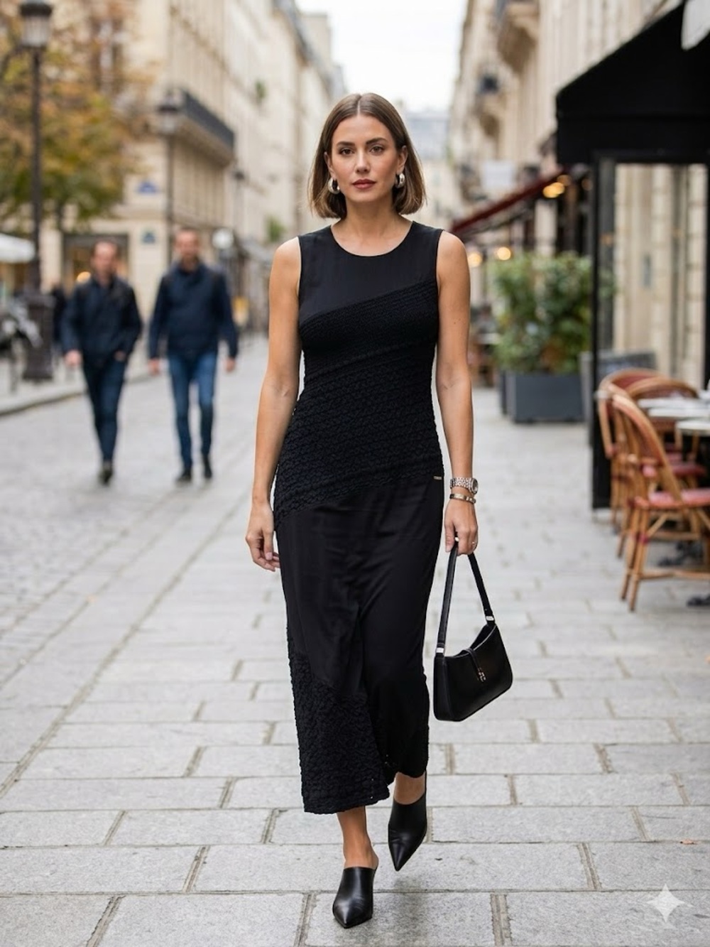 Kenzo Jeans 90’s Minimalist Black Dress Popcorn Texture Asymmetrical Waist 38
